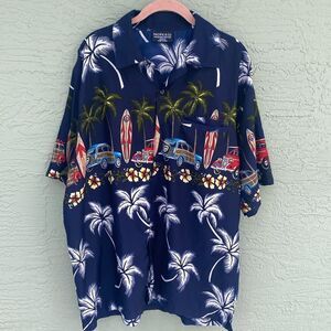 Pacific & Co Men's Size L Hawaiian Shirt Palm & Car Shirt Short Sleeve